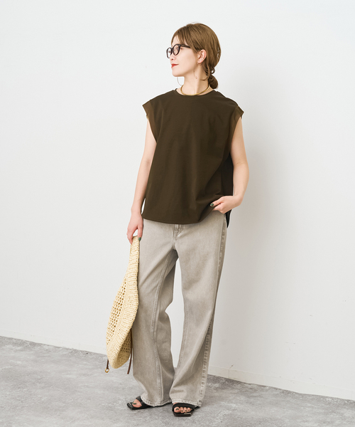 Spick & Span(スピックアンドスパン)の「オーガンジーコンビルーズプルオーバー(Tシャツ/カットソー・レディース・ホワイト系その他/ブラウン/ブラック・FREE)」の6枚目の写真