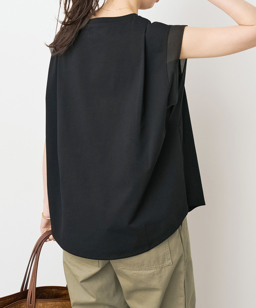 Spick & Span(スピックアンドスパン)の「オーガンジーコンビルーズプルオーバー(Tシャツ/カットソー・レディース・ホワイト系その他/ブラウン/ブラック・FREE)」の10枚目の写真