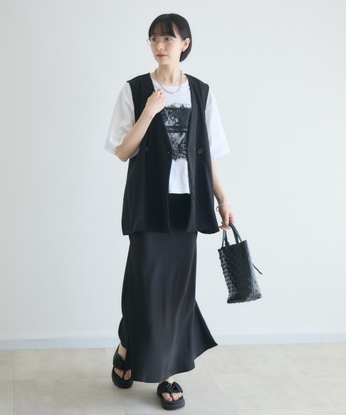 Paradise Picnic(パラダイスピクニック)の「TRANOI. レースワイドTシャツ(Tシャツ/カットソー・レディース・ブラック/ホワイト・FREE)」の15枚目の写真