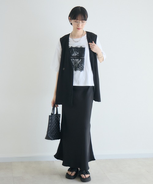 Paradise Picnic(パラダイスピクニック)の「TRANOI. レースワイドTシャツ(Tシャツ/カットソー・レディース・ブラック/ホワイト・FREE)」の14枚目の写真