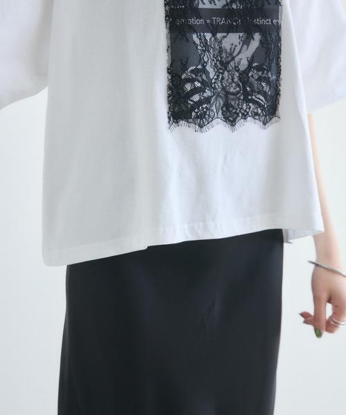 Paradise Picnic(パラダイスピクニック)の「TRANOI. レースワイドTシャツ(Tシャツ/カットソー・レディース・ブラック/ホワイト・FREE)」の21枚目の写真