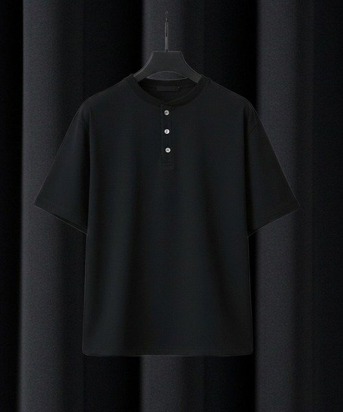 UNITED TOKYO(ユナイテッドトウキョウ)の「【残りわずか】ALBINI CASHMERE×SEA ISLAND COTTON HENRY TEE |最高級コットン/カシミヤ/春服/夏服(Tシャツ/カットソー・メンズ・グレー/ブラック・1/2)」の2枚目の写真
