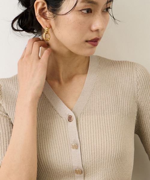 ROPE'(ロペ)の「シアーラメワイドリブ5分袖カーディガン/イージーケア(カーディガン/ボレロ・レディース・ネイビー/ベージュ/ピンク/ライトグレー・FREE)」の12枚目の写真