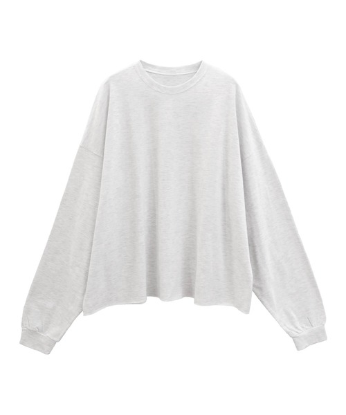 ISOOK(アイスー)の「ビッグシルエットロングTシャツ(kiharu select) / ロンT ルーズ オーバーサイズ 無地 長袖 シンプル 春服(Tシャツ/カットソー・レディース・ライトグレー/グレー・FREE)」の17枚目の写真
