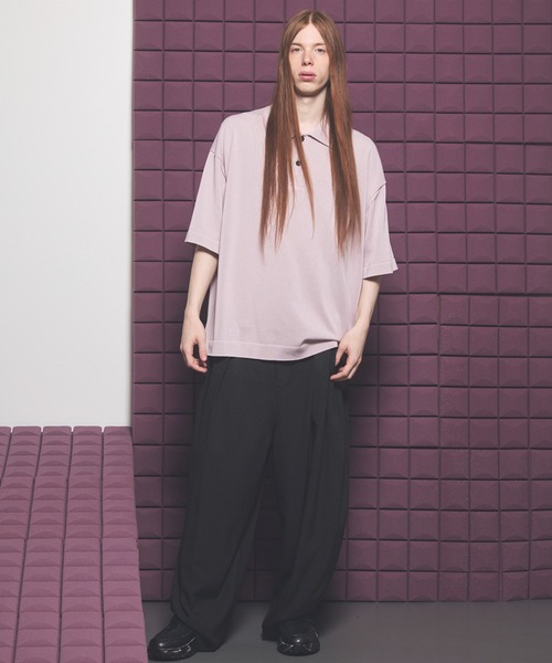 MAISON SPECIAL(メゾンスペシャル)の「《UNISEX》OUTLAST Prime-Over Short Sleeve Knit Polo Shirt/アウトラストプライムオーバーショートスリーブニットポロシャツ【MAISON SPECIAL/メゾンスペシャル】(ポロシャツ・メンズ・ピンク/ブラック/グレイッシュベージュ・0/1/2)」の4枚目の写真