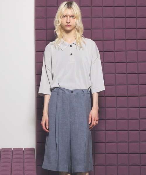 MAISON SPECIAL(メゾンスペシャル)の「《UNISEX》OUTLAST Prime-Over Short Sleeve Knit Polo Shirt/アウトラストプライムオーバーショートスリーブニットポロシャツ【MAISON SPECIAL/メゾンスペシャル】(ポロシャツ・メンズ・ピンク/ブラック/グレイッシュベージュ・0/1/2)」の13枚目の写真