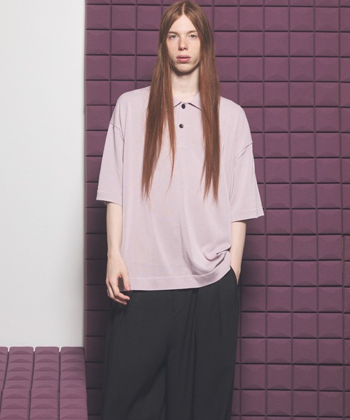 MAISON SPECIAL(メゾンスペシャル)の「《UNISEX》OUTLAST Prime-Over Short Sleeve Knit Polo Shirt/アウトラストプライムオーバーショートスリーブニットポロシャツ【MAISON SPECIAL/メゾンスペシャル】(ポロシャツ・メンズ・ピンク/ブラック/グレイッシュベージュ・0/1/2)」の9枚目の写真