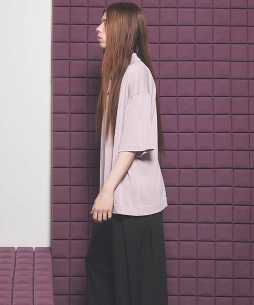 MAISON SPECIAL(メゾンスペシャル)の「《UNISEX》OUTLAST Prime-Over Short Sleeve Knit Polo Shirt/アウトラストプライムオーバーショートスリーブニットポロシャツ【MAISON SPECIAL/メゾンスペシャル】(ポロシャツ・メンズ・ピンク/ブラック/グレイッシュベージュ・0/1/2)」の10枚目の写真