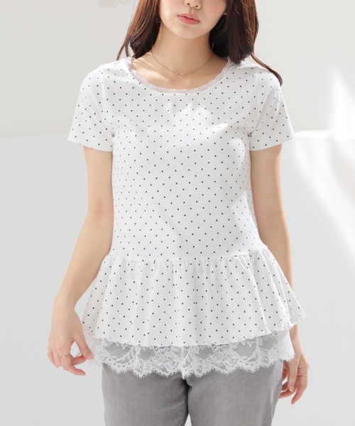 Honeys(ハニーズ)の「裾フリルトップス(Tシャツ/カットソー・レディース・ピンク/ホワイト系その他2/ブラック/ヘザーチャコール・L/M/S)」の7枚目の写真