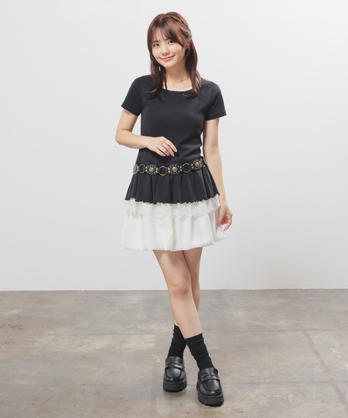 Honeys(ハニーズ)の「裾フリルトップス(Tシャツ/カットソー・レディース・ピンク/ホワイト系その他2/ブラック/ヘザーチャコール・L/M/S)」の8枚目の写真