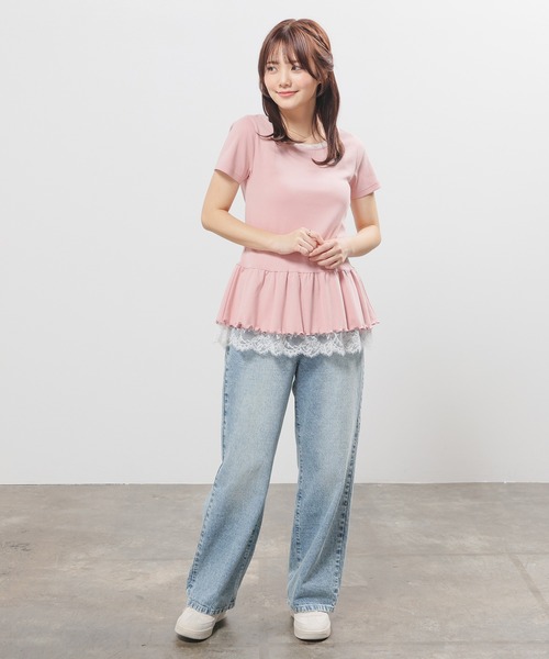 Honeys(ハニーズ)の「裾フリルトップス(Tシャツ/カットソー・レディース・ピンク/ホワイト系その他2/ブラック/ヘザーチャコール・L/M/S)」の11枚目の写真