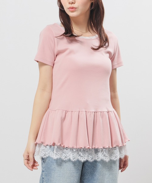 Honeys(ハニーズ)の「裾フリルトップス(Tシャツ/カットソー・レディース・ピンク/ホワイト系その他2/ブラック/ヘザーチャコール・L/M/S)」の12枚目の写真