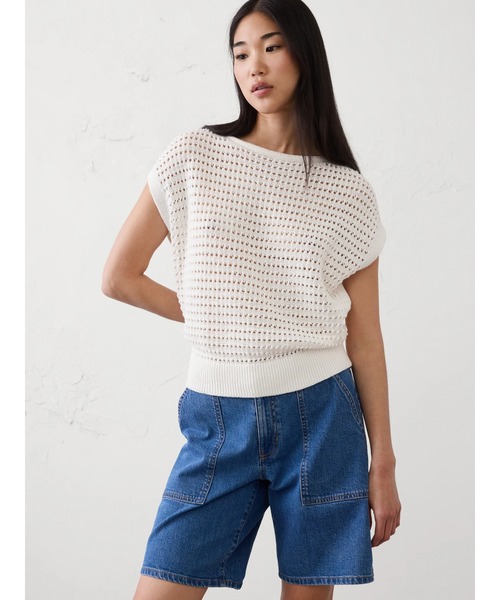 BANANA REPUBLIC FACTORY STORE（バナナリパブリック ファクトリーストア）の「BANANA REPUBLIC FACTORY STORE　　オープンステッチ ドルマンスリーブ セーター（ニット/セーター・レディース・ベージュ/ホワイト/ライトブルー・L/M/S/XS）」の2枚目の写真