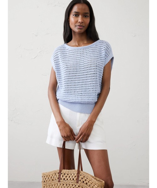 BANANA REPUBLIC FACTORY STORE（バナナリパブリック ファクトリーストア）の「BANANA REPUBLIC FACTORY STORE　　オープンステッチ ドルマンスリーブ セーター（ニット/セーター・レディース・ベージュ/ホワイト/ライトブルー・L/M/S/XS）」の9枚目の写真