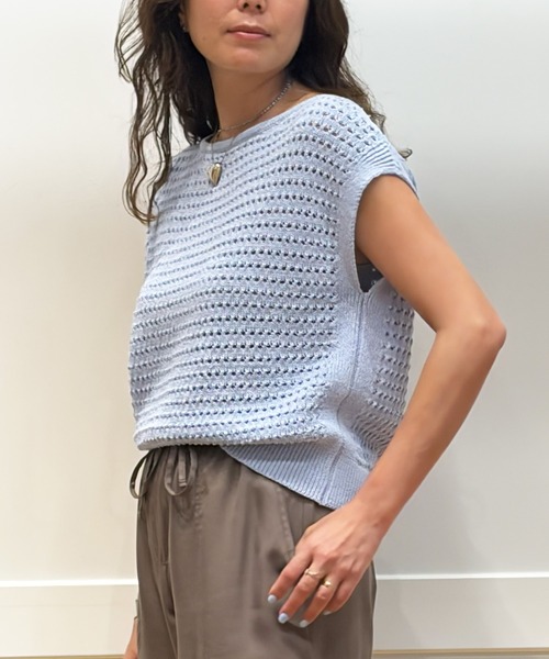BANANA REPUBLIC FACTORY STORE（バナナリパブリック ファクトリーストア）の「BANANA REPUBLIC FACTORY STORE　　オープンステッチ ドルマンスリーブ セーター（ニット/セーター・レディース・ベージュ/ホワイト/ライトブルー・L/M/S/XS）」の8枚目の写真