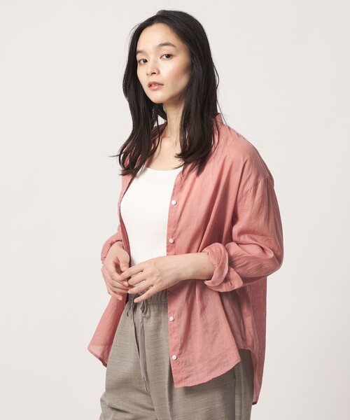 A DAY IN THE LIFE UNITED ARROWS(アデイインザライフユナイテッドアローズ)の「ラミーコットン シアー バンドカラーシャツ <A DAY IN THE LIFE>(シャツ/ブラウス・レディース・ライム/ピンク/ネイビー/ライラック・FREE)」の5枚目の写真
