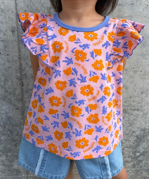 BEAMS mini(ビームスミニ)の「フラワー柄 フリル Tシャツ(90~140cm)外遊び プチプラ 保育園 通学 夏休み(Tシャツ/カットソー・キッズ・ピンク/パープル系その他4・100/90/140/130/120/110)」の1枚目の写真