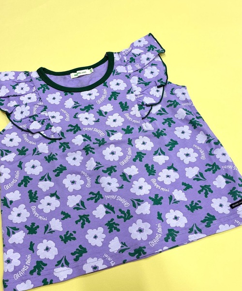 BEAMS mini(ビームスミニ)の「フラワー柄 フリル Tシャツ(90~140cm)外遊び プチプラ 保育園 通学 夏休み(Tシャツ/カットソー・キッズ・ピンク/パープル系その他4・100/90/140/130/120/110)」の2枚目の写真