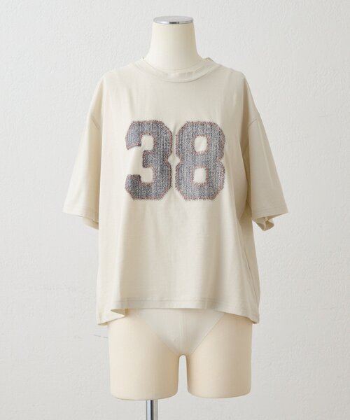 ear PAPILLONNER（イアパピヨネ）の「ナンバーTシャツ【SUM1 STYLE】（Tシャツ/カットソー・レディース・ライトベージュ・FREE）」の13枚目の写真