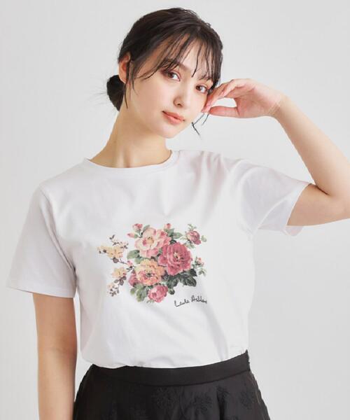 LAURA ASHLEY（ローラアシュレイ）の「【ギフトにおすすめ！5分袖／接触冷感／UVカット】エレンボロー ローズ柄Tシャツ（Tシャツ/カットソー・レディース・サックスブルー/ピンク系/ネイビー/グレー/オフホワイト・38/40）」の21枚目の写真