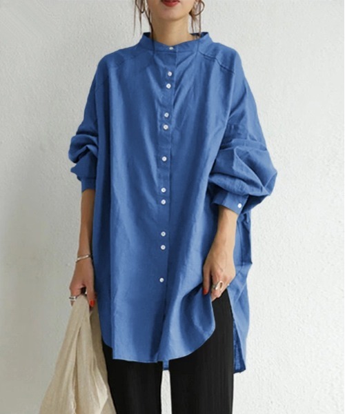BACKYARD FAMILY(バックヤードファミリー)の「ロングチュニック lyblushirt(チュニック・レディース・ライトグリーン/ブルー/ベージュ/ダークブラウン/ライトブルー・2XL/L/M/XL)」の5枚目の写真