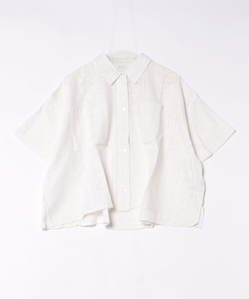 m.f.editorial(エムエフエディトリアル)の「【レース ゆったり リラックス】衿付き 半袖 オーバー シャツ ブラウス(シャツ/ブラウス・レディース・アイボリー/ブラック・FREE)」の17枚目の写真