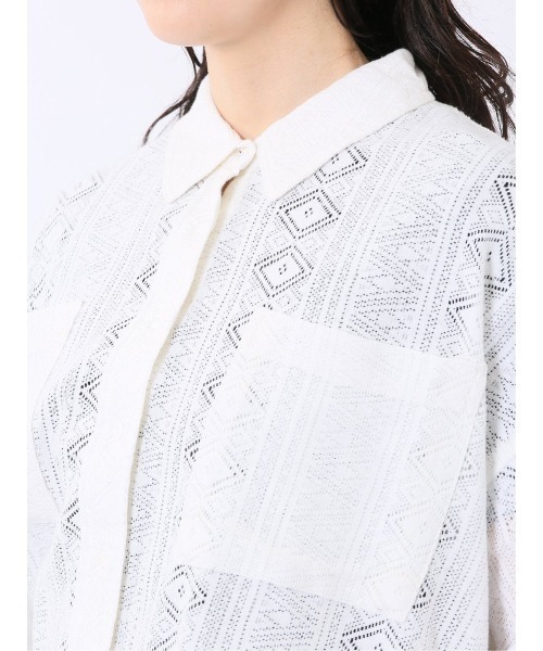 m.f.editorial(エムエフエディトリアル)の「【レース ゆったり リラックス】衿付き 半袖 オーバー シャツ ブラウス(シャツ/ブラウス・レディース・アイボリー/ブラック・FREE)」の10枚目の写真