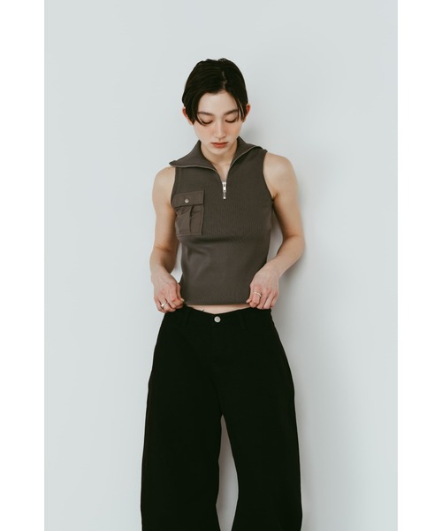 Knuth Marf(クヌースマーフ)の「half-zip knit tank(タンクトップ・レディース・グレー/ブラック・FREE)」の3枚目の写真