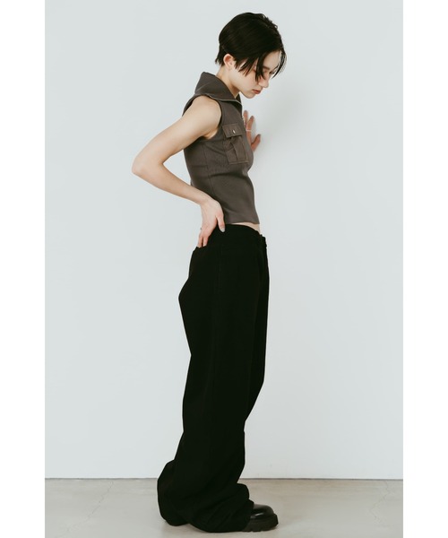 Knuth Marf(クヌースマーフ)の「half-zip knit tank(タンクトップ・レディース・グレー/ブラック・FREE)」の5枚目の写真