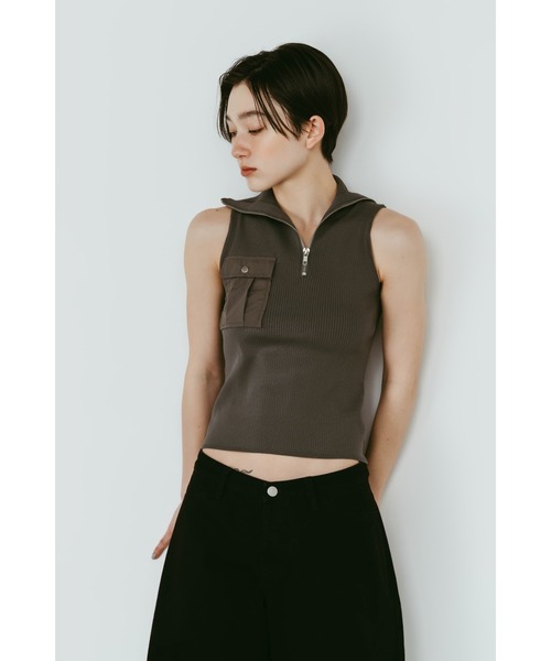 Knuth Marf(クヌースマーフ)の「half-zip knit tank(タンクトップ・レディース・グレー/ブラック・FREE)」の8枚目の写真
