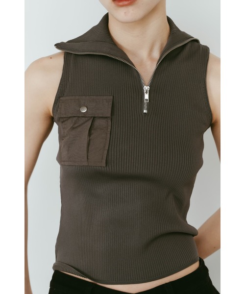 Knuth Marf(クヌースマーフ)の「half-zip knit tank(タンクトップ・レディース・グレー/ブラック・FREE)」の9枚目の写真