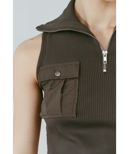 Knuth Marf(クヌースマーフ)の「half-zip knit tank(タンクトップ・レディース・グレー/ブラック・FREE)」の10枚目の写真