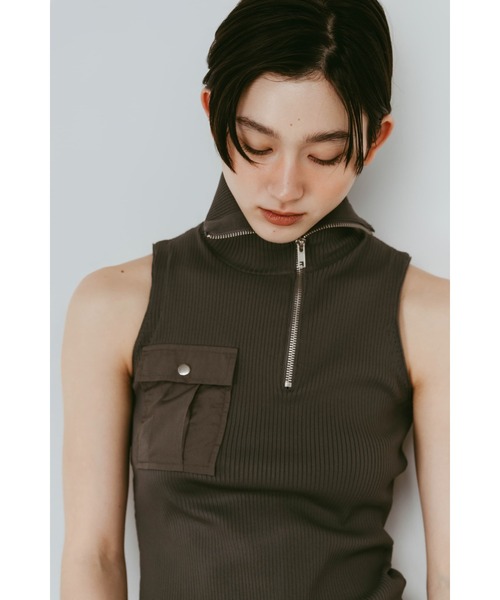 Knuth Marf(クヌースマーフ)の「half-zip knit tank(タンクトップ・レディース・グレー/ブラック・FREE)」の11枚目の写真