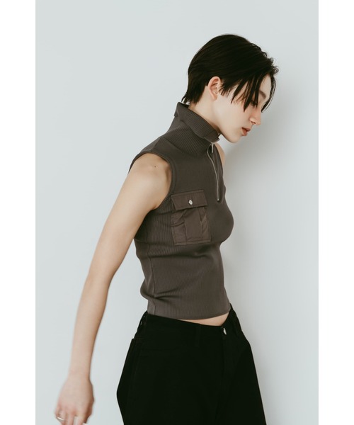 Knuth Marf(クヌースマーフ)の「half-zip knit tank(タンクトップ・レディース・グレー/ブラック・FREE)」の12枚目の写真