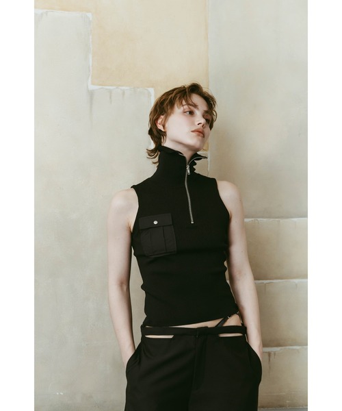 Knuth Marf(クヌースマーフ)の「half-zip knit tank(タンクトップ・レディース・グレー/ブラック・FREE)」の16枚目の写真