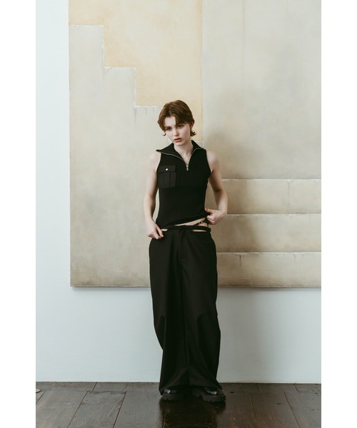 Knuth Marf(クヌースマーフ)の「half-zip knit tank(タンクトップ・レディース・グレー/ブラック・FREE)」の17枚目の写真