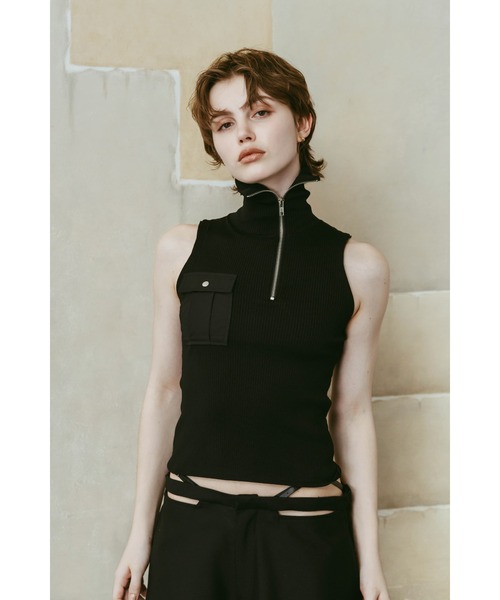 Knuth Marf(クヌースマーフ)の「half-zip knit tank(タンクトップ・レディース・グレー/ブラック・FREE)」の22枚目の写真