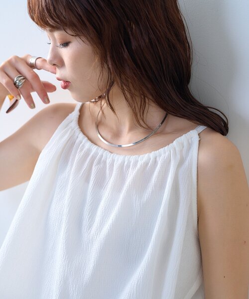 CIAOPANIC TYPY（チャオパニックティピー）の「【willow】サッカーバルーンキャミブラウス（Tシャツ/カットソー・レディース・ブラウン/ホワイト・ONE SIZE）」の3枚目の写真