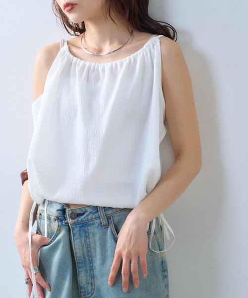 CIAOPANIC TYPY（チャオパニックティピー）の「【willow】サッカーバルーンキャミブラウス（Tシャツ/カットソー・レディース・ブラウン/ホワイト・ONE SIZE）」の4枚目の写真