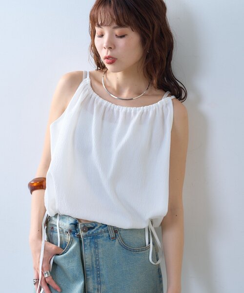 CIAOPANIC TYPY（チャオパニックティピー）の「【willow】サッカーバルーンキャミブラウス（Tシャツ/カットソー・レディース・ブラウン/ホワイト・ONE SIZE）」の5枚目の写真