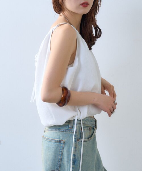 CIAOPANIC TYPY（チャオパニックティピー）の「【willow】サッカーバルーンキャミブラウス（Tシャツ/カットソー・レディース・ブラウン/ホワイト・ONE SIZE）」の7枚目の写真