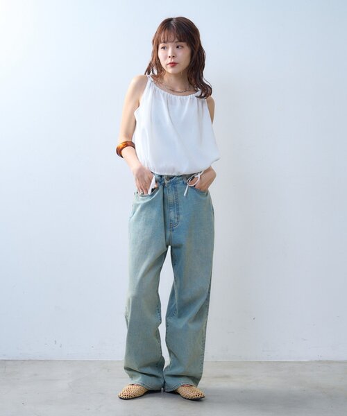 CIAOPANIC TYPY（チャオパニックティピー）の「【willow】サッカーバルーンキャミブラウス（Tシャツ/カットソー・レディース・ブラウン/ホワイト・ONE SIZE）」の9枚目の写真
