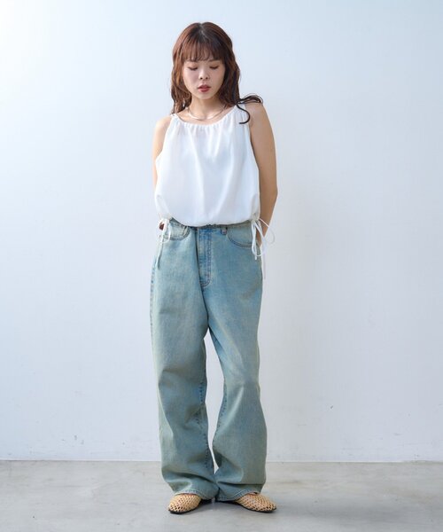 CIAOPANIC TYPY（チャオパニックティピー）の「【willow】サッカーバルーンキャミブラウス（Tシャツ/カットソー・レディース・ブラウン/ホワイト・ONE SIZE）」の10枚目の写真