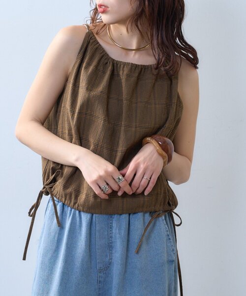 CIAOPANIC TYPY（チャオパニックティピー）の「【willow】サッカーバルーンキャミブラウス（Tシャツ/カットソー・レディース・ブラウン/ホワイト・ONE SIZE）」の12枚目の写真