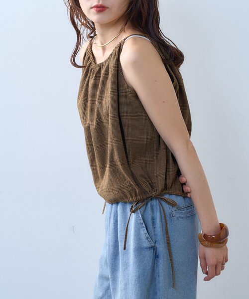 CIAOPANIC TYPY（チャオパニックティピー）の「【willow】サッカーバルーンキャミブラウス（Tシャツ/カットソー・レディース・ブラウン/ホワイト・ONE SIZE）」の13枚目の写真