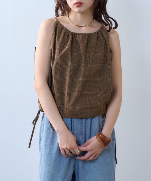 CIAOPANIC TYPY（チャオパニックティピー）の「【willow】サッカーバルーンキャミブラウス（Tシャツ/カットソー・レディース・ブラウン/ホワイト・ONE SIZE）」の15枚目の写真