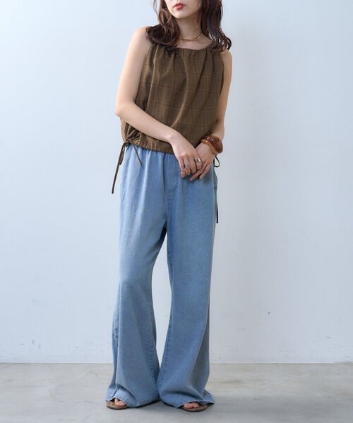CIAOPANIC TYPY（チャオパニックティピー）の「【willow】サッカーバルーンキャミブラウス（Tシャツ/カットソー・レディース・ブラウン/ホワイト・ONE SIZE）」の16枚目の写真