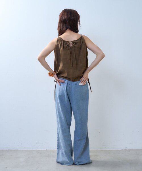 CIAOPANIC TYPY（チャオパニックティピー）の「【willow】サッカーバルーンキャミブラウス（Tシャツ/カットソー・レディース・ブラウン/ホワイト・ONE SIZE）」の19枚目の写真