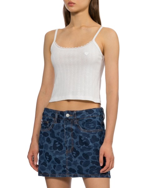 APEE BY A BATHING APE（エイピーバイアベイシングエイプ）の「HEART BADGE POINTELLE CAMISOLE（キャミソール・レディース・ネイビー/グレー/ホワイト・X-SMALL/SMALL）」の9枚目の写真