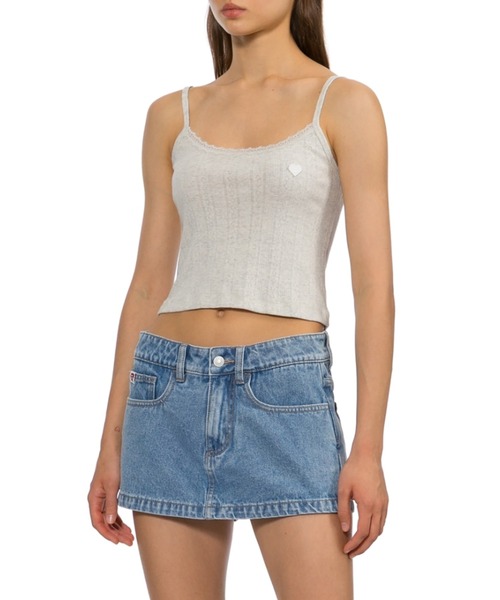 APEE BY A BATHING APE（エイピーバイアベイシングエイプ）の「HEART BADGE POINTELLE CAMISOLE（キャミソール・レディース・ネイビー/グレー/ホワイト・X-SMALL/SMALL）」の4枚目の写真